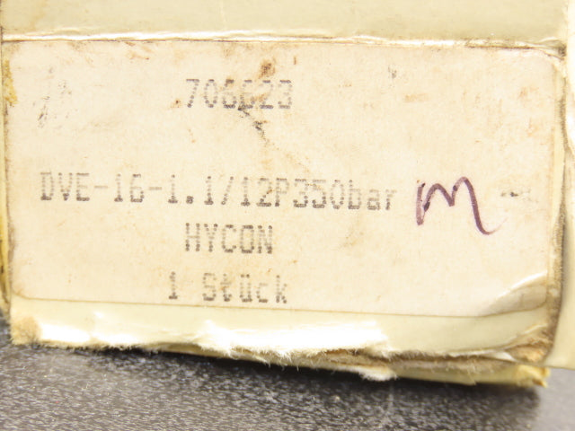 Hydac DVE-16-1.1/12P350bar Hycon Needle Cartridge Valve Size 16 5000psi Direct