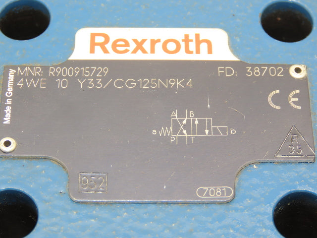 Rexroth 4WE 10 Y33/CG125N9K4 Directional Control Solenoid Valve 24VDC