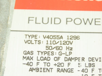 Honeywell V4055A 1296 Fluid Power Gas Valve On/Off Actuator 120V