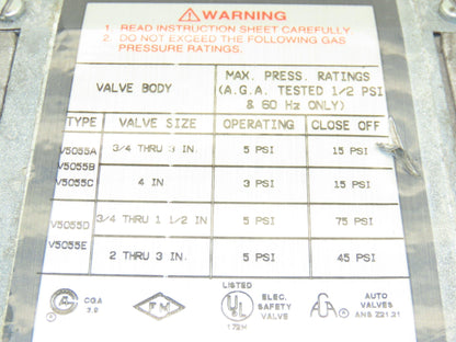 Honeywell V4055A 1296 Fluid Power Gas Valve On/Off Actuator 120V