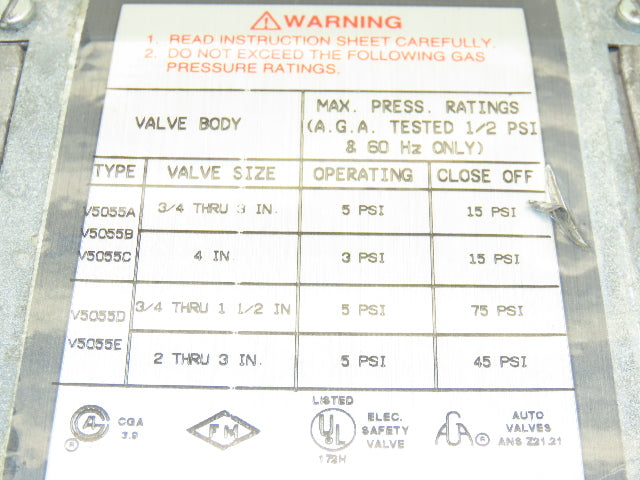 Honeywell V4055A 1296 Fluid Power Gas Valve On/Off Actuator 120V