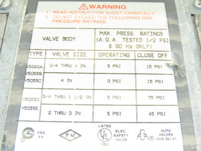 Honeywell V4055A 1296 Fluid Power Gas Valve On/Off Actuator 120V