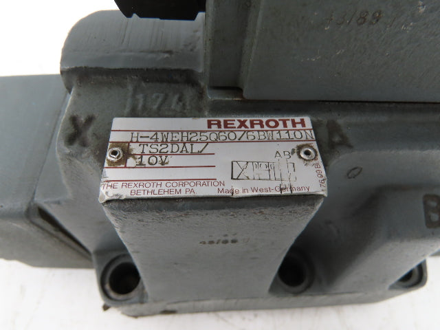 Rexroth H-4WEH25Q60/6BW110NTS2DAL Hydraulic Directional Solenoid Valve Assy 110V