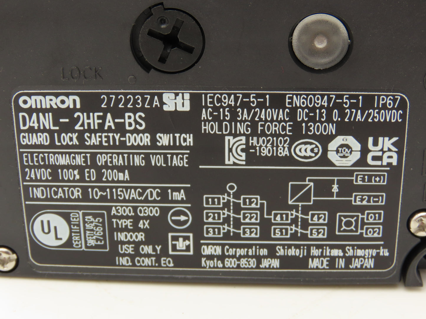 Omron D4NL-2HFA-BS Guard Safety Door Switch Interlock Solenoid Release 24VDC