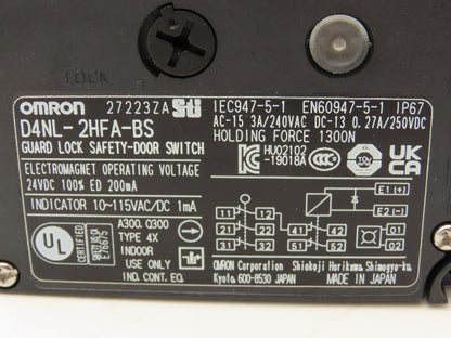 Omron D4NL-2HFA-BS Guard Safety Door Switch Interlock Solenoid Release 24VDC