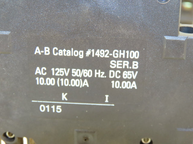 Allen Bradley 1492-GH100 Circuit Breaker 10A 125V Series B Style GH Lot of 21