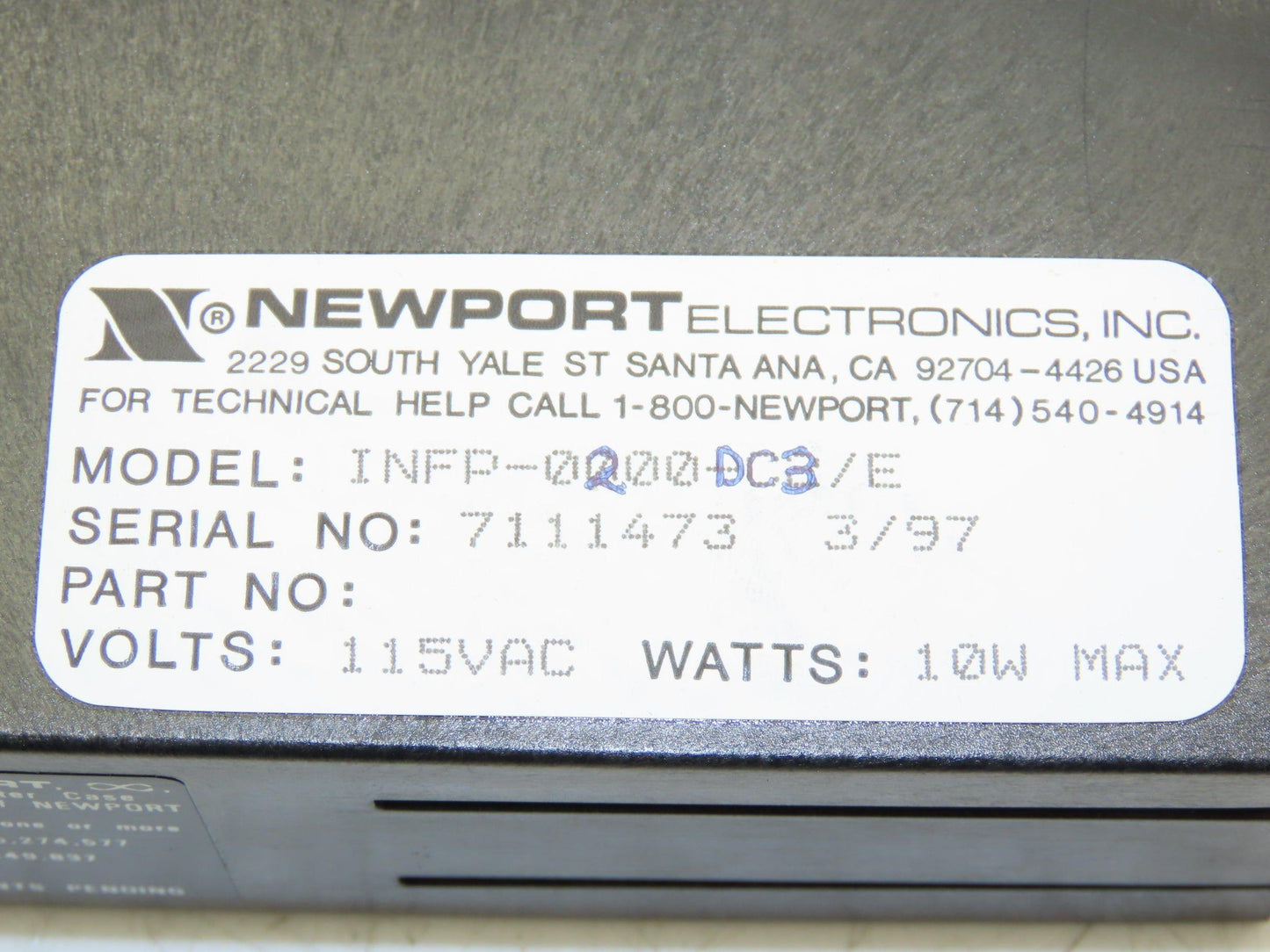 Newport INFP-0200-DC3/E Process Meter DC Current 5-Button 6-Digit 10W
