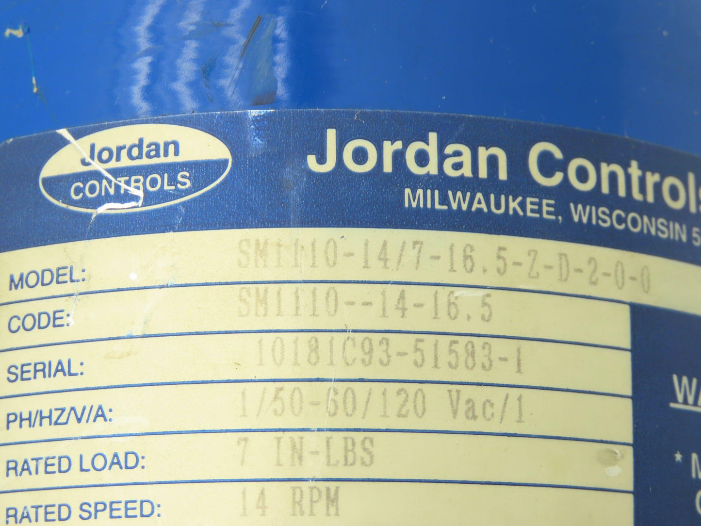 Jordan Controls SM1110-14/7-16.5-Z-D-2-0-0 Motorized Pneumatic Air Regulator