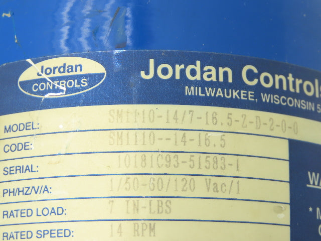 Jordan Controls SM1110-14/7-16.5-Z-D-2-0-0 Motorized Pneumatic Air Regulator