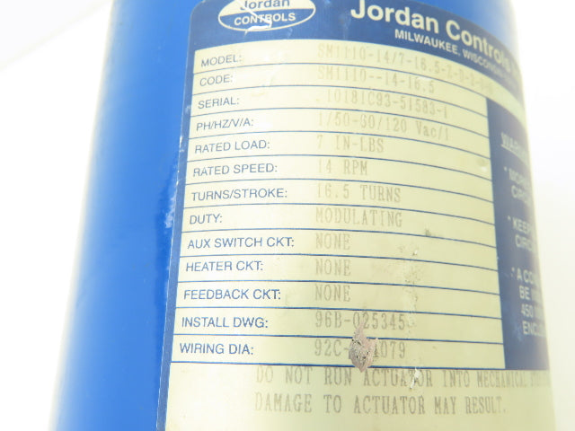 Jordan Controls SM1110-14/7-16.5-Z-D-2-0-0 Motorized Pneumatic Air Regulator