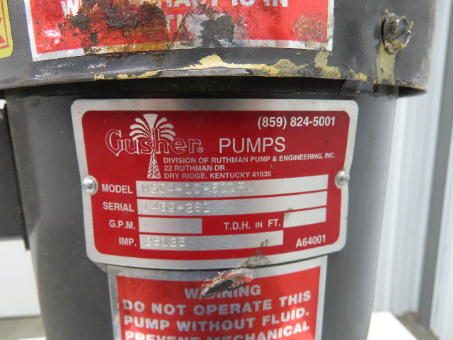 Gusher MSC4-10-500FJ Vertical Immersion Coolant Pump 5Hp 230/460V 3PH 3/4"NPT