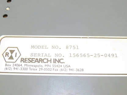 Research Inc 8751 Dimension Control Panel Operator Human Machine Interface