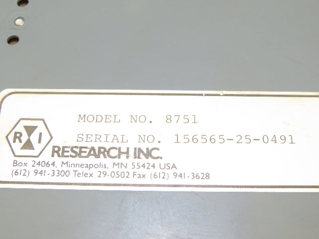 Research Inc 8751 Dimension Control Panel Operator Human Machine Interface