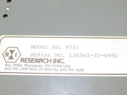 Research Inc 8751 Dimension Control Panel Operator Human Machine Interface