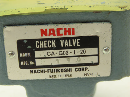 Nachi CA-G03-1-20 Hydraulic Right Angle Check Valve 10.5gpm 3045psi