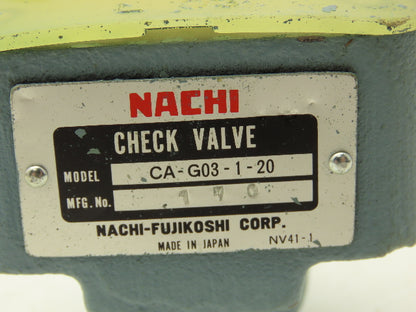 Nachi CA-G03-1-20 Hydraulic Right Angle Check Valve 10.5gpm 3045psi