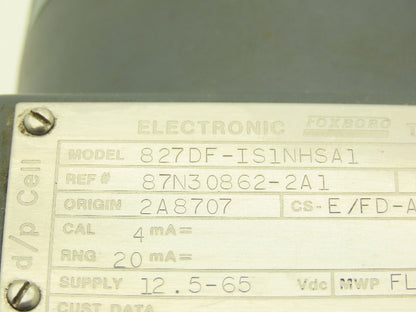 Foxboro 827DF-IS1NHSA1 Electronic Pressure Transmitter 12.5-65VDC