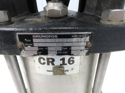 Grundfos CRN16-30/2 U-P-G-AUUE Coolant Pump 84 GPM 5Hp 230/460V 3PH 2" DN50