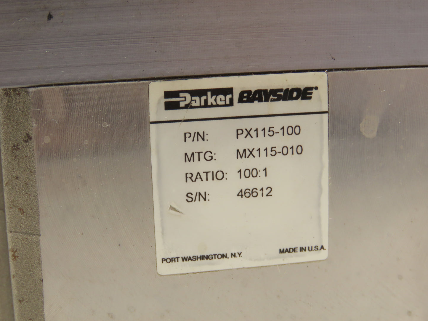 Parker Bayside PX115-100 Planetary Gearbox 100:1 Reducer Inline 450rpm 115mm