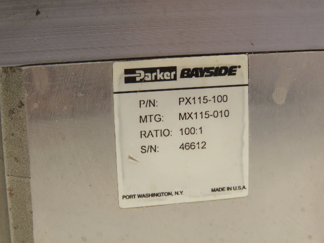 Parker Bayside PX115-100 Planetary Gearbox 100:1 Reducer Inline 450rpm 115mm