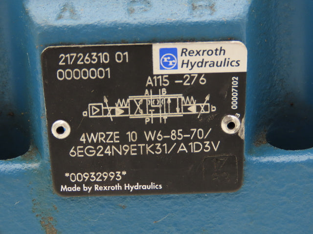 Rexroth 4WRZE 10 W6-85-70 Hydraulic Directional Valve (No pilot valve)