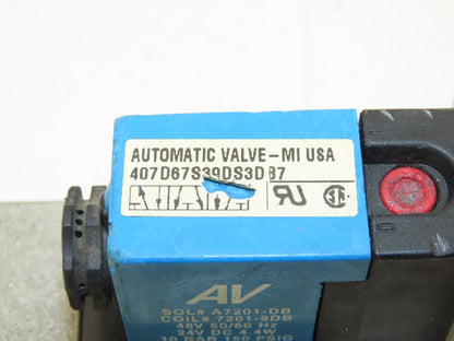 Automatic 407D67S39DS3-DB7 Pneumatic Air Directional Solenoid Valve 24VDC 48VAC