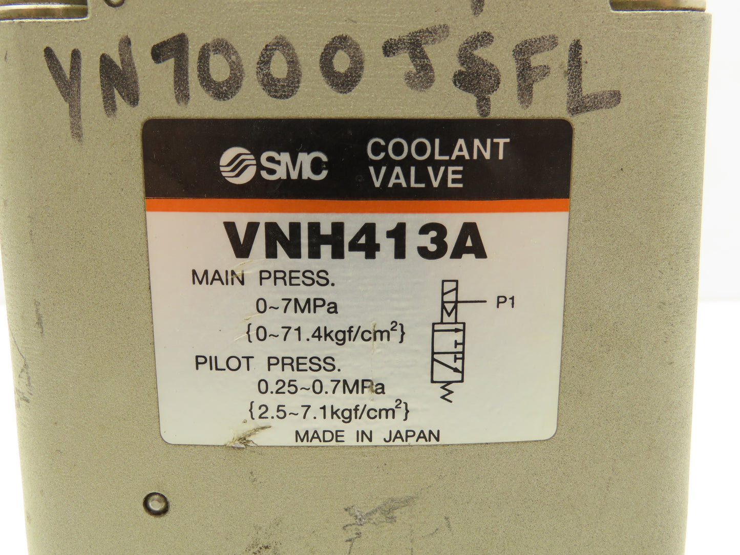 SMC VNH413A High Pressure Coolant Valve 24V 3 Port 7.0MPa Normally Closed 1"NPT