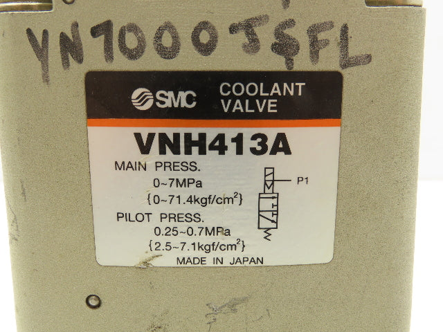 SMC VNH413A High Pressure Coolant Valve 24V 3 Port 7.0MPa Normally Closed 1"NPT