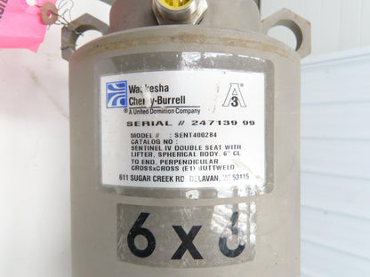 Waukesha Cherry-Burrell Sentinel IV Pneumatic Air Lifter Valve Double Seat 6" SS