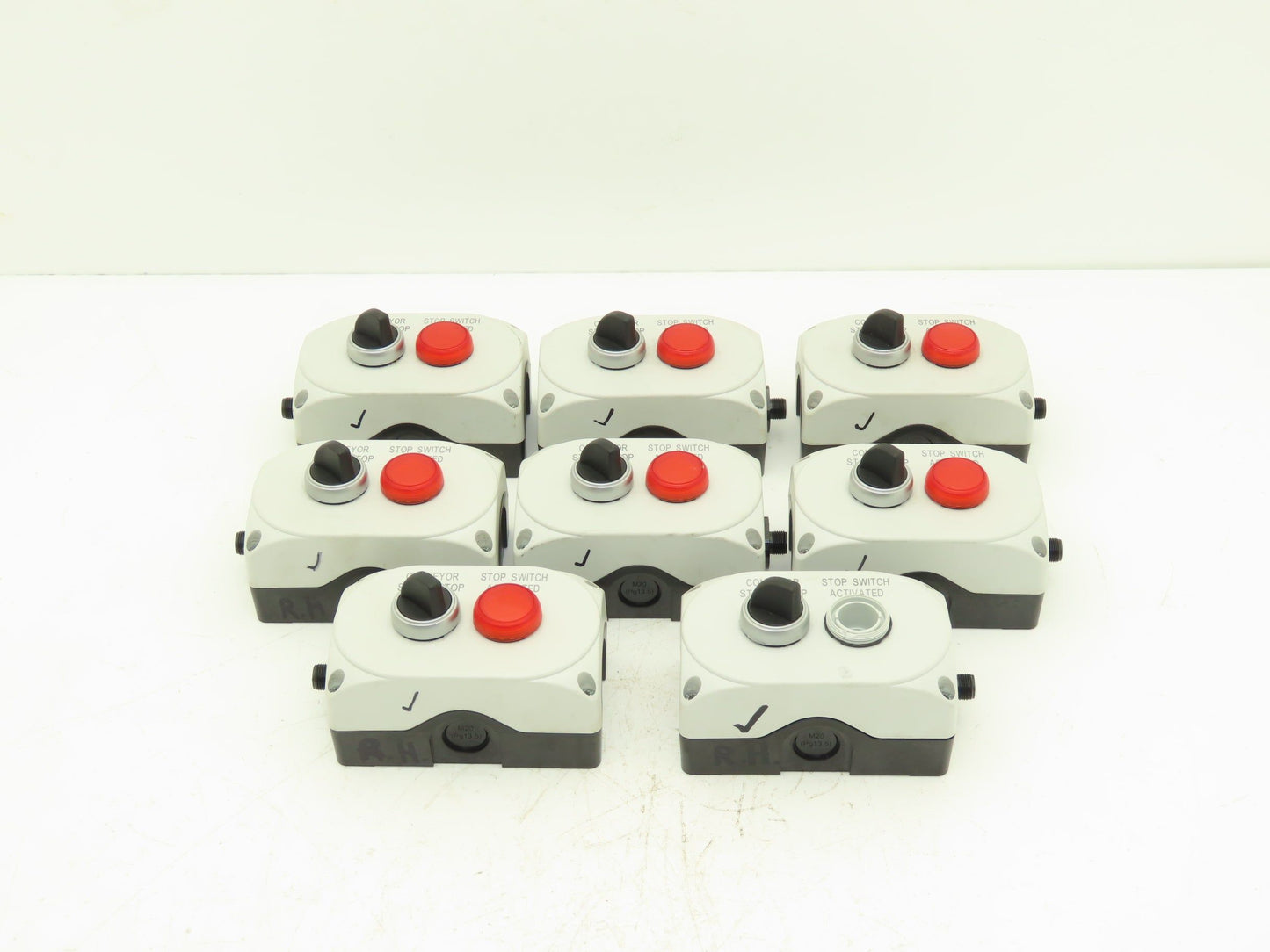 Ovato Conveyor Start/Stop Switch with Stop Light indicator 22mm 2 Hole Lot of 8