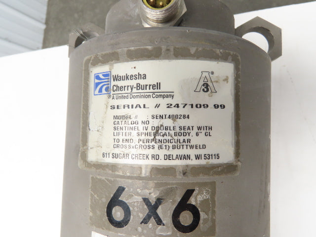 Waukesha Cherry-Burrell Sentinel IV Pneumatic Air Lifter Valve Double Seat 6" SS