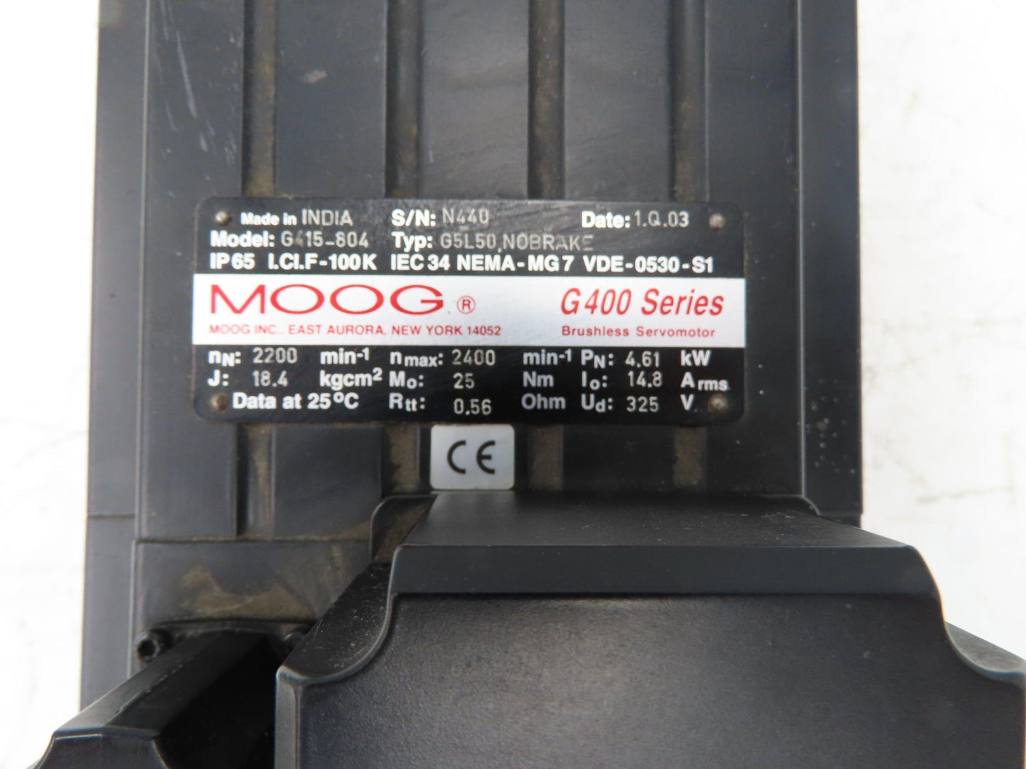 Moog G415-804 AC Servo Motor 4.61kW 2200rpm 325v
