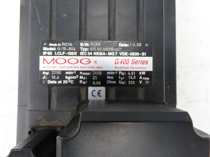 Moog G415-804 AC Servo Motor 4.61kW 2200rpm 325v
