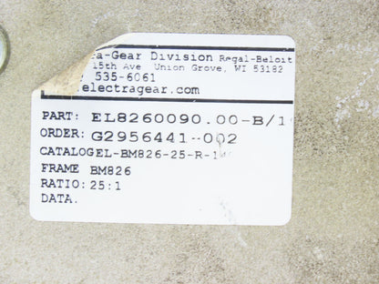 Electra Grove Gear EL-BM-826-25-R-140 Worm Gearbox 25:1 Reducer 70rpm 140TC RH