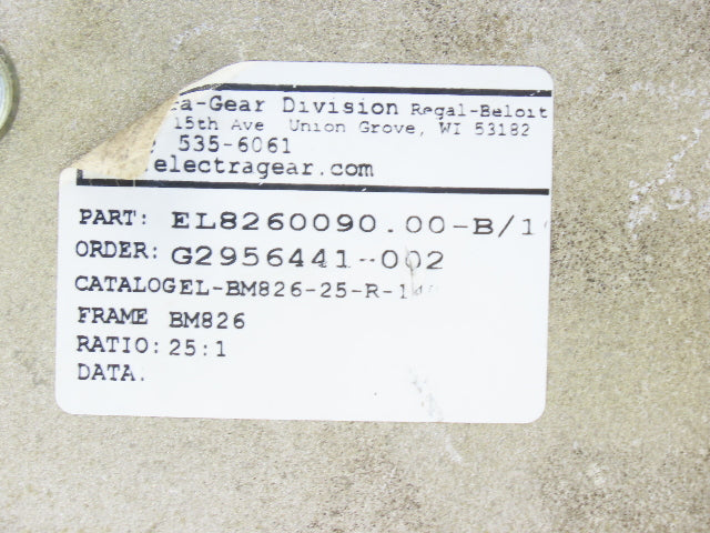 Electra Grove Gear EL-BM-826-25-R-140 Worm Gearbox 25:1 Reducer 70rpm 140TC RH