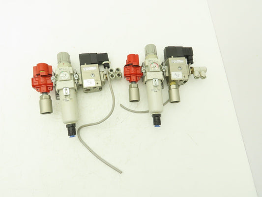 SMC Pneumatic Air Soft Start Valve Relief Filter Regulator Assembly Lot of 2