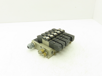 SMC VFS2300-5FZ Pneumatic 6-Station Solenoid Manifold w/5 Valves 24VDC VFS2000