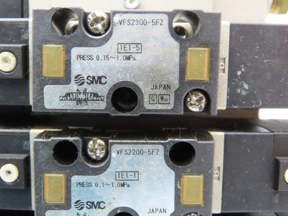 SMC VFS2300-5FZ Pneumatic 6-Station Solenoid Manifold w/5 Valves 24VDC VFS2000