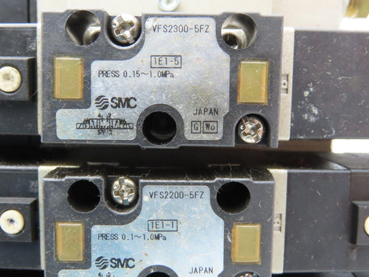SMC VFS2300-5FZ Pneumatic 6-Station Solenoid Manifold w/5 Valves 24VDC VFS2000