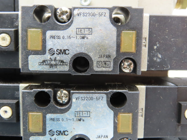 SMC VFS2300-5FZ Pneumatic 6-Station Solenoid Manifold w/5 Valves 24VDC VFS2000
