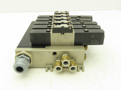 SMC VFS2300-5FZ Pneumatic 6-Station Solenoid Manifold w/5 Valves 24VDC VFS2000