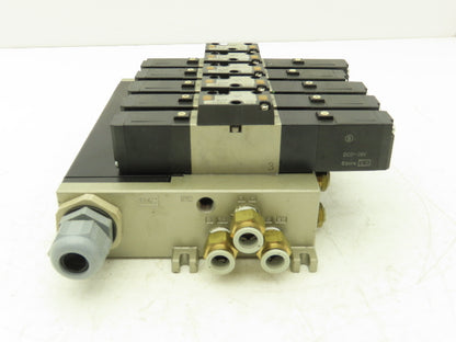 SMC VFS2300-5FZ Pneumatic 6-Station Solenoid Manifold w/5 Valves 24VDC VFS2000