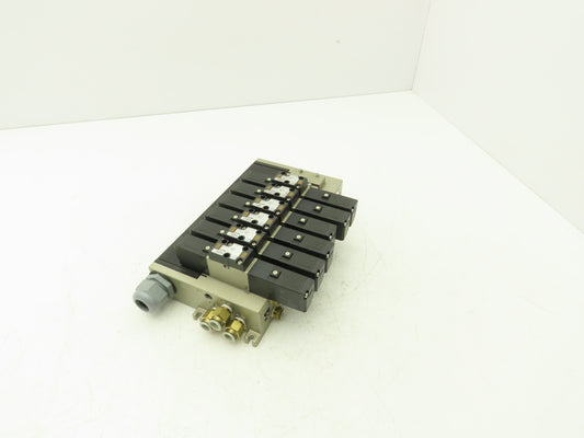 SMC VFS2300-5FZ Pneumatic 8-Station Solenoid Manifold w/6 Valves 24VDC VFS2000