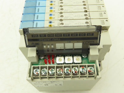 SMC SY3300-5U1 Pneumatic 8-Station Solenoid Valve Manifold Assy w/Serial Unit