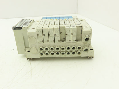 SMC SY3300-5U1 Pneumatic 8-Station Solenoid Valve Manifold Assy w/Serial Unit