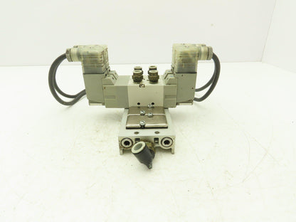 SMC VF3330-1DZ1-02 Pneumatic 4-Station Solenoid Valve Manifold 110VAC 4/5-way