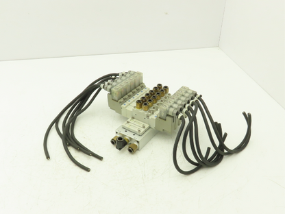 SMC SY5320-5DZ-01 Pneumatic 8-Station Manifold Assembly with 6 Valves 100psi 24V