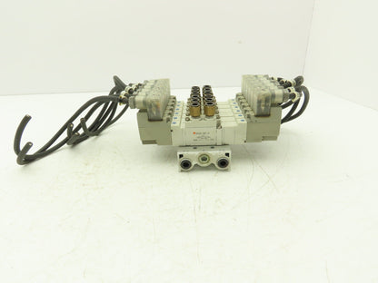 SMC SY5320-5DZ-01 Pneumatic 8-Station Manifold Assembly with 6 Valves 100psi 24V