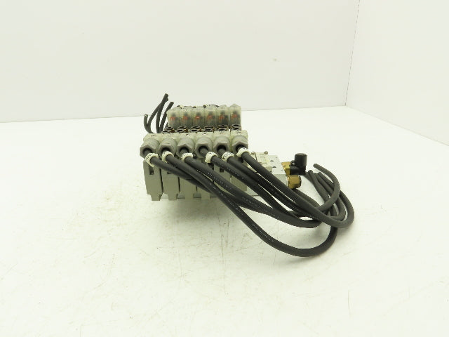 SMC SY5320-5DZ-01 Pneumatic 8-Station Manifold Assembly with 6 Valves 100psi 24V
