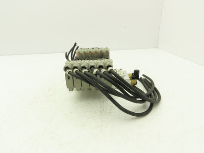 SMC SY5320-5DZ-01 Pneumatic 8-Station Manifold Assembly with 6 Valves 100psi 24V